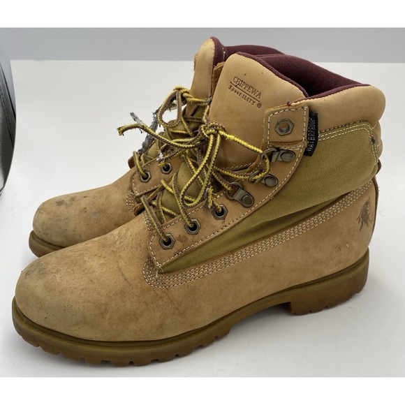 Chippewa Men's High Top Leather Waterproof Work Boots Golden Tan Brown Size 11 M